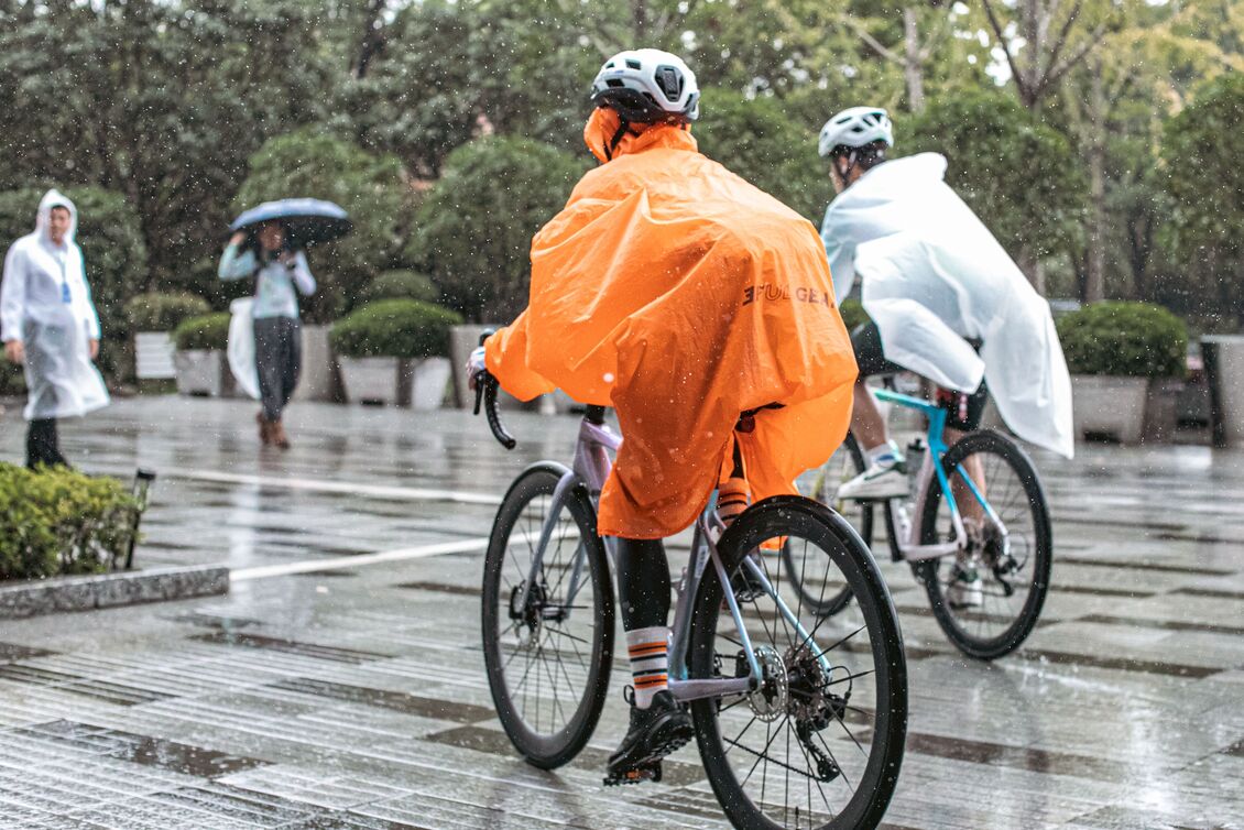 Commuter navigating wet weather